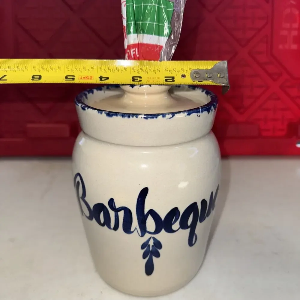 Martinez Pottery Hand Turned‎ Stoneware Barbecue BBQ Crock BBQ Mop Pot
